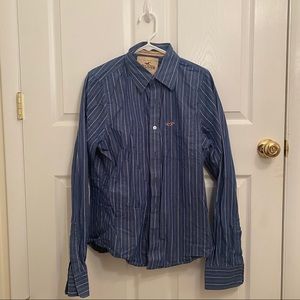 Hollister blue with white stripe button down